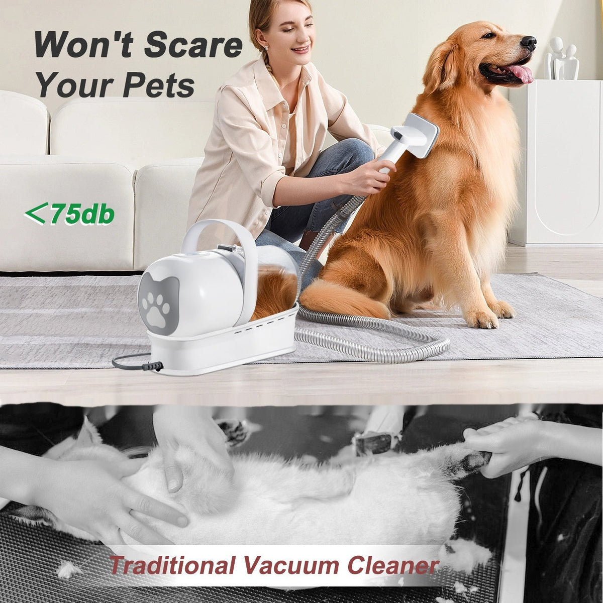 Advanced Pro Vacuum Trimming 7-in-1 Multifunctional Pet Grooming Kit With Nail Trimmer & Grinder